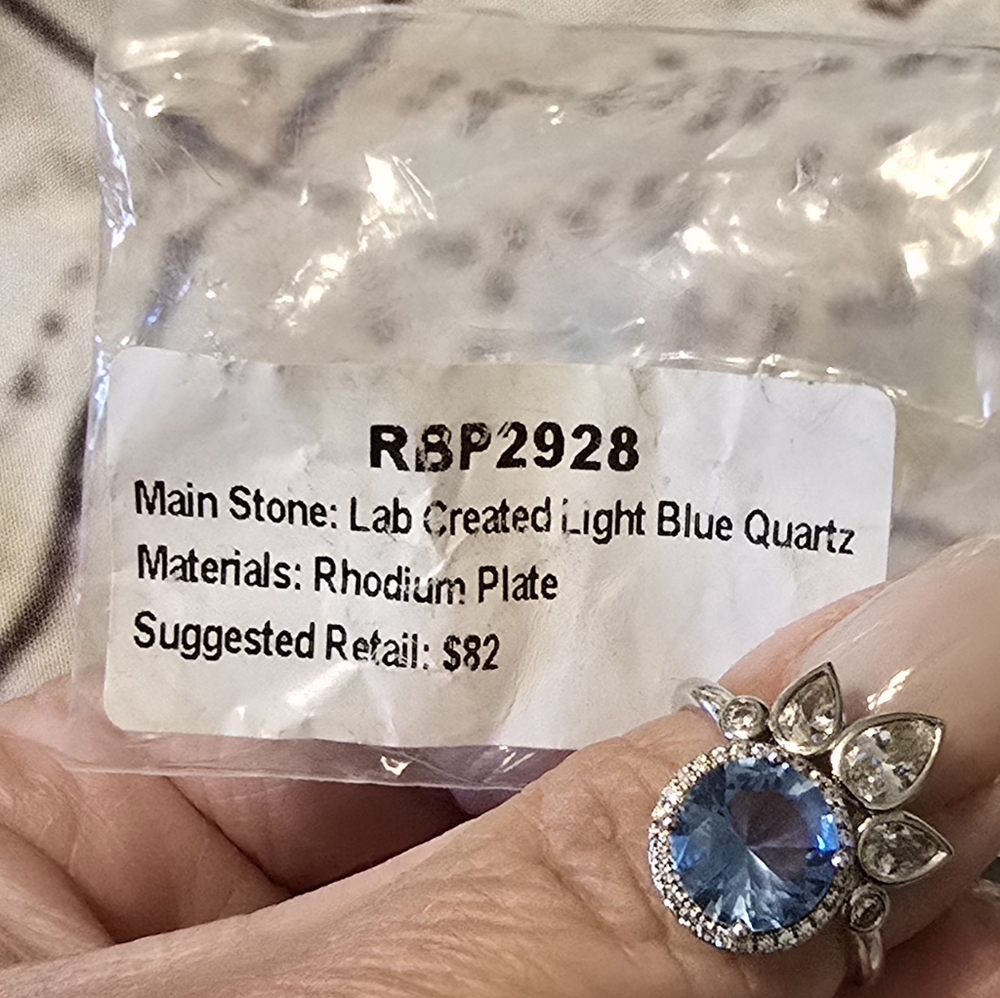 Bomb Party RBP2928 Ring Lab Created Light Blue Quartz